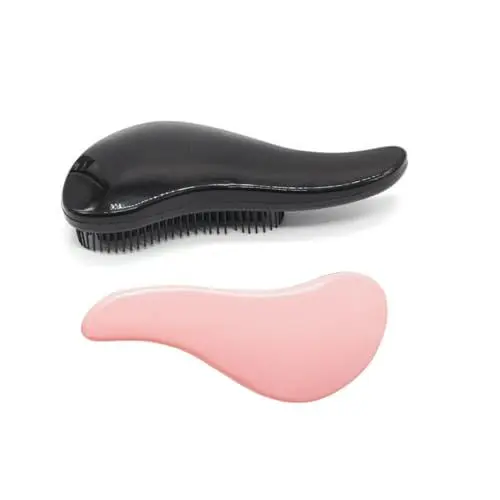 Produktbild: Changyeah Haarbürste ohne Ziepen, 2 pcs Haarausfall trockene und feuchte Haare für Mädchen und Jungen, Haare ohne Streifen, geschnittene Haare,Die Perfekte Bürste für Locken, Langes(Rosa, schwarz)