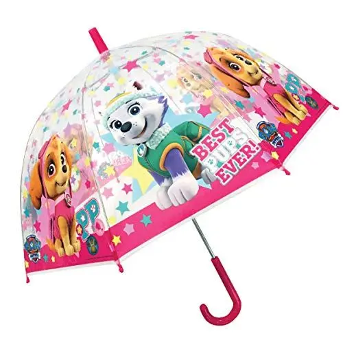 Produktbild: Chanos Chanos Paw Patrol Manual Dome Shape Poe Transparent Folding Umbrella, 48 cm, Pink And Red Regenschirm, (Pink Red)
