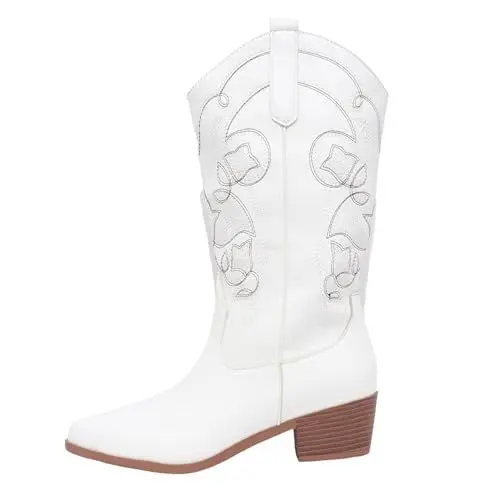 Produktbild: Chanpning Cowboystiefel für Damen, Western-Cowgirl-Stiefel, Westernstiefel, Oktoberfest Cowboy Boots, wadenhoch, Snip Toe Stiefel mit klobigem Absatz