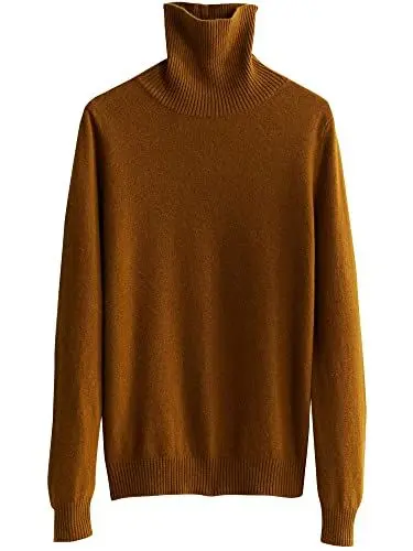 Produktbild: Chanyarn Damen 100% Merinowolle Pullover Herbst Winter Warmer weicher Strickpullover Langarm Rollkragenpullover (Karamell, XL)