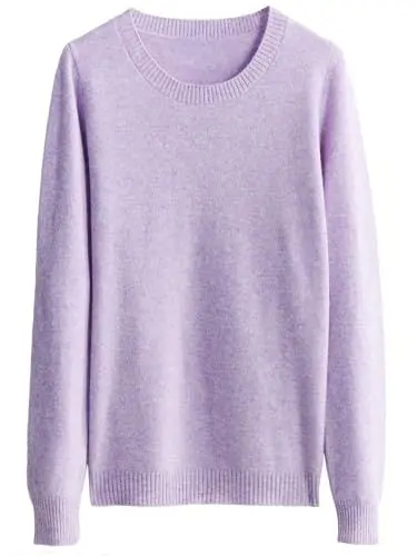 Produktbild: Chanyarn Damen 100% Merinowolle Pullover Rundhals 2025 Herbst Winter Warmer Weicher Leichter Langarm Strickpullover (Helles Lila,S)