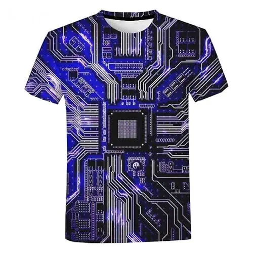 Produktbild: CHANYI Herren 3D Druck T-Shirt Platine Elektronische Chip T Shirt Unisex Sommer Casual Cool Kurzarm Männer Frauen Harajuku Streetwear Übergroßen T-Shirt