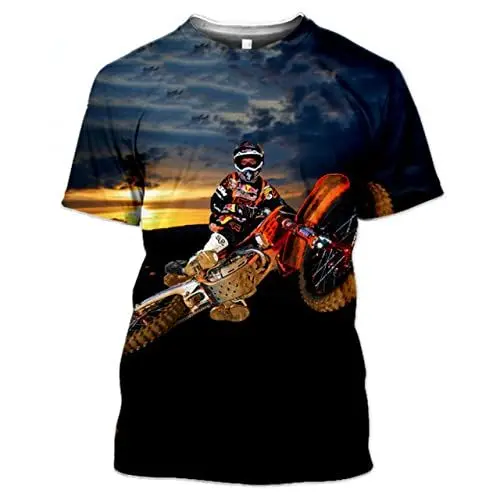 Produktbild: CHANYI Herren 3D Druck T-Shirt Sommer 3D-Druck T-Shirt Herren Casual Kurzarm Sportwagen Motocross Racing Shirt
