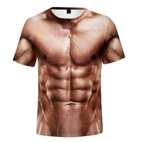 Produktbild: CHANYI Herren 3D Druck T-Shirt Sommer Gefälschte Bauchmuskeln, Brustmuskeln, Achterpack-Bauchmuskeln, Unisex 3D-Gedrucktes Kurzarm-Rundhals-T-Shirt Mit Unterhemd, T-Shirt-Kleidung, Herren-Oberteile