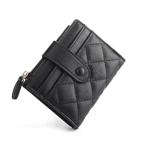 Produktbild: CHAOFANXI Geldbörse Damen Klein, Bifold Leder Kleines Portemonnaie für Frauen, Geldbeutel Damen Klein und im Kurzformat Portemonnaie Kleine Brieftasche Geldbörsemit mit Mehreren Fächern, Schwarz