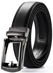 Produktbild: CHAOREN Gürtel Herren Leder Schwarz Ratsche, Automatik Ledergürtel Herren Schwarz 30mm für Business und formelle, Schmaler Anzug Gürtel ohne Löcher