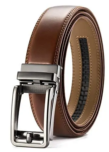 Produktbild: CHAOREN Ledergürtel Herren Braun – Automatik Gürtel Herren Leder 35mm für Anzug und Freizeit – Mikroverstellbarer Gürtel ohne Löcher