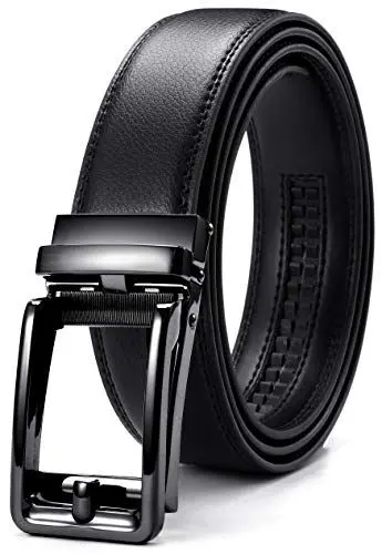 Produktbild: CHAOREN Ledergürtel Herren Schwarz – Automatik Gürtel Herren Leder 35mm für Anzug und Freizeit – Mikroverstellbarer Gürtel ohne Löcher
