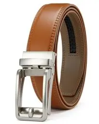 Produktbild: CHAOREN Ledergürtel Herren Tan Braun – Automatik Gürtel Herren Leder Cognac 35mm für Anzug und Freizeit – Mikroverstellbarer Gürtel passt überall