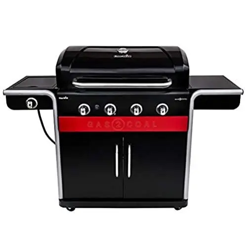 Produktbild: Char-Broil Gasgrill, Kohlegrill Gas2Coal 440 Hybridgrill 4 Brenner mit Seitenbrenner, Unterschrank - Ideal für draußen, Garten, Terrasse