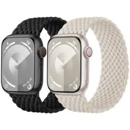 Produktbild: Charlam 2 Stück Geflochtenes Armband Kompatibel mit Apple Watch Armband 40mm 41mm 38mm, Elastisches Nylon Solo Loop Band Sport Armbänder für iWatch Series 9 8 7 6 5 4 3 SE Ultra, Damen Herren