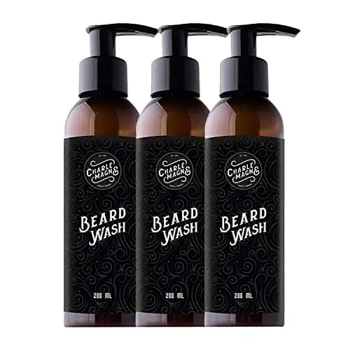 Produktbild: Charlemagne Bartshampoo für Männer – 200 ml, 3er Set, Mediterranean Breeze-Duft – Leave-in Conditioner & Bart Shampoo Herren für Bartpflege & weiches Haar – Bartseife Shampoo Set - Made in Germany
