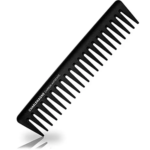 Produktbild: Charlemagne Carbon Haarkamm für Herren - 19 cm, grobzinkig - Antistatischer, bruchsicherer Styling Kamm Männer für Locken & Textur - Haarstyling Männer Friseur Kamm - Made in Germany