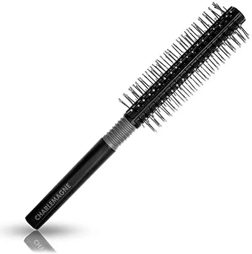 Produktbild: Charlemagne Stylingbürste - Kleine zylindrische Haarbürste Herren – Quiff-Roller Rundbürste zum Föhnen – Anti Frizz Haarbürste Männer für Volumen & Kontrolle - Stylingbürsten für Kurze Haare