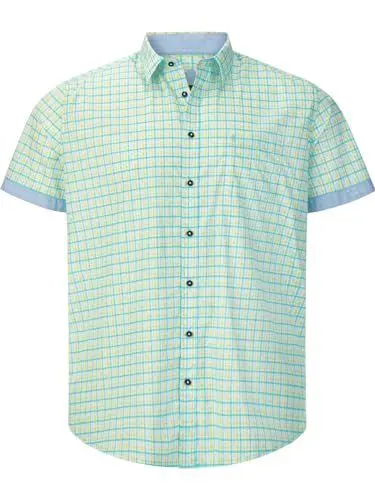 Produktbild: Charles Colby Herren Kurzarmhemd Duke Farnel türkis 2XL (XXL) - 45/46