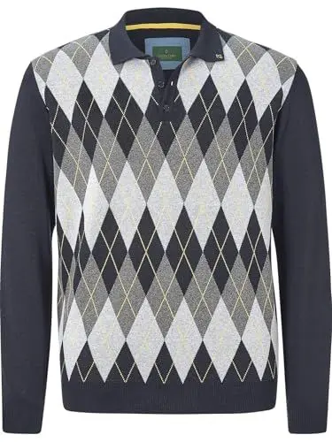 Produktbild: Charles Colby Herren Langarm-Poloshirt Earl Jerry grau 2XL (XXL) - 60/62
