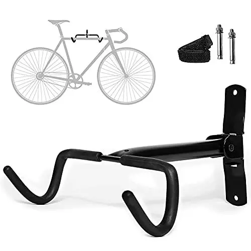 Produktbild: Charles Daily klappbare Metall Fahrradhalterung Wand - Fahrradaufhängung Wand - platzsparende Rennrad Wandhalterung für die Garage und Wohnung mit Rahmenschutz - Core Black