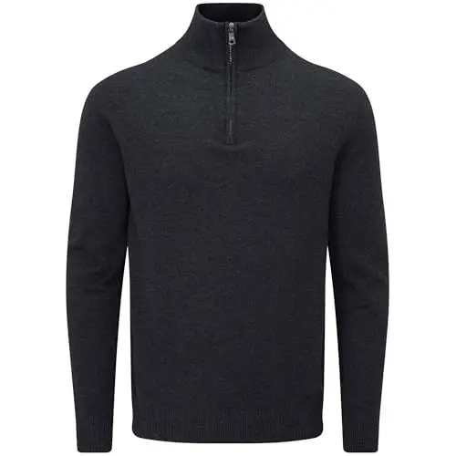 Produktbild: Charles Wilson Baumwollpullover mit Reißverschluss für Herren (L, Charcoal (0524))