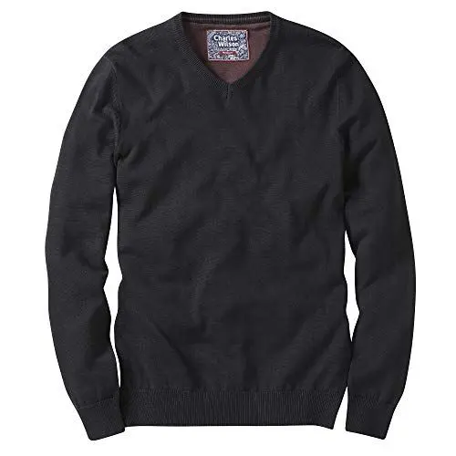 Produktbild: Charles Wilson Feinstrick Baumwollpullover mit V-Ausschnitt für Herren (M, Dark Navy (0422))