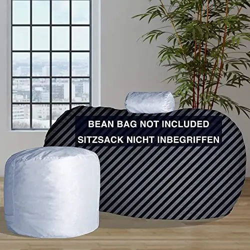 Produktbild: Charlie & Finn Lounge Set in Silber Grau für den riesigen Giga Sitzsack Komfortable Nackenrolle und Stabiler Fußhocker für den ultimativen Sitz- und Liegekomfort!