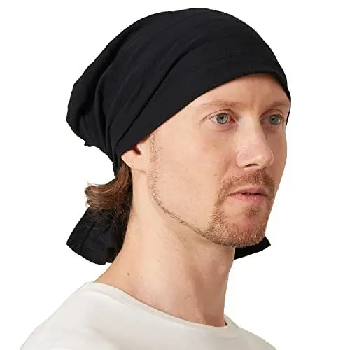Produktbild: CHARM Baumwoll Kopftuch Turban Bandana - Damen Kappe Tuch Chemo Herren Piraten Schwarz