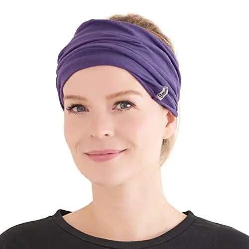Produktbild: CHARM Casualbox Herren Damen 2 in 1 Stirnband Haarband Nackenwärmer aus Baumwolle und Elasthan Anpassbar in Einheitsgröße Geeignet für Sommer Winter japanische Design Helllila