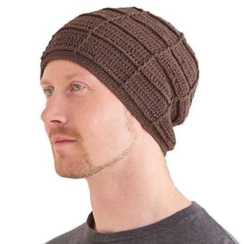 Produktbild: CHARM Herren 100% Baumwolle Beanie - Handmade Sommer Mütze Damen Häkel Strick Hellbraun