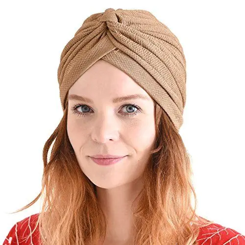 Produktbild: CHARM Krepp Twist Turban Unisex - Boho Kopftuch Arabische Sikh Kostüm Festival Beige