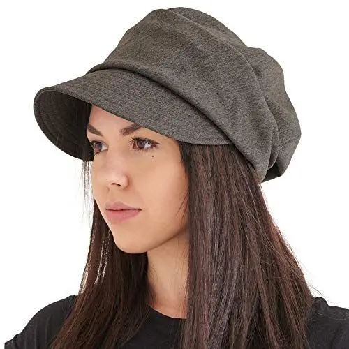 Produktbild: CHARM Schirmmütze Kappe Newsboy Flat Cap - Winter Bio-Baumwolle Hat Weite Mütze Braun