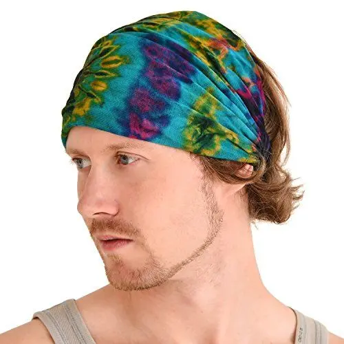 Produktbild: CHARM Tie Dye Stirnband Hippie Elastisch Bandana Kopf Abdeckung Wickeln Für Männer & Frauen Psychedelisch Blume Muster 60'S 70'S Retro Bohemien Boho A