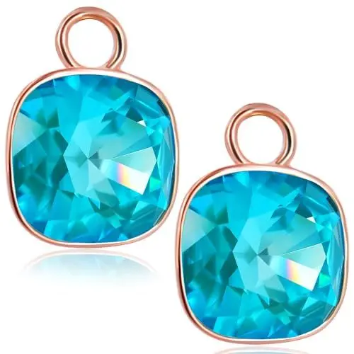Produktbild: Charm Anhänger 2 Stück Rosegold 925 Sterling Silber Türkis für Creolen Markenkristalle NOBEL SCHMUCK®