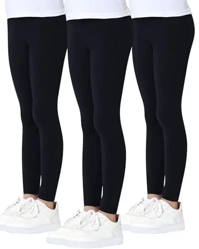 Produktbild: Charmi Mädchen Leggings Sport Baumwoll Hosen 3er-Pack Schwarz 152-158 (Herstellergröße 160)