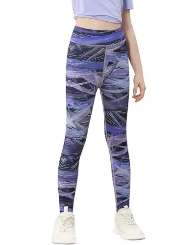 Produktbild: Charmi Mädchen Sport Leggings Sporthose Gymnastikhose Turnhose Fitness Lila Marmor 134-140 (Herstellergröße 140)