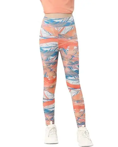 Produktbild: Charmi Mädchen Sport Leggings Sporthose Gymnastikhose Turnhose Fitness Orangefarbener Marmor 146-152 (Herstellergröße 150)