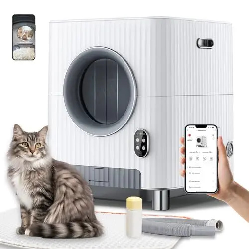 Produktbild: Charmkit Selbstreinigendes Katzenklo mit elektrischer Eingangstür, automatische Katzentoilette, intelligente große Katzentoilette für mehrere Katzen, Automatische Katzentoilette mit App-Steuerung