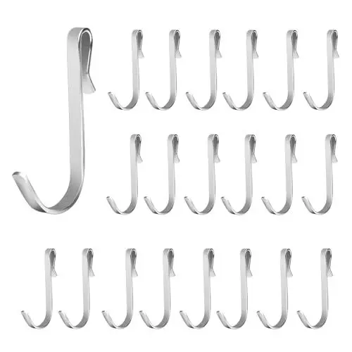 Produktbild: ChAusa 20 Stück Kleine S-Förmige Edelstahl Haken - Flach, Aufhängen für Kleiderschrank, Badezimmer, Schlafzimmer, Büro, Küche (Silber)