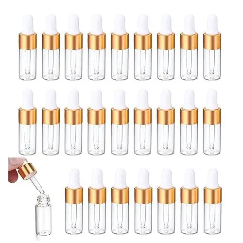 Produktbild: ChAusa 25 Stücke Mini Pipettenflasche, 5ml Transparente Plastikflasche, Nachfüllbarer Kleiner Probenfläschchen-Behälter, mit Tropfpipette für Ätherisches Öl, Aromatherapie, Massage, Duftöl Probe