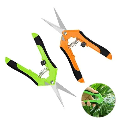 Produktbild: ChAusa 2 Stück Klein Gartenschere 165mm Astschere Bonsai Rosenschere,Pruning Shears aus Edelstahl Rutschfeste Schere für Bonsai Pflanzen,Blumen, Früchte, Zweige, Rosen (Grün und Orange)