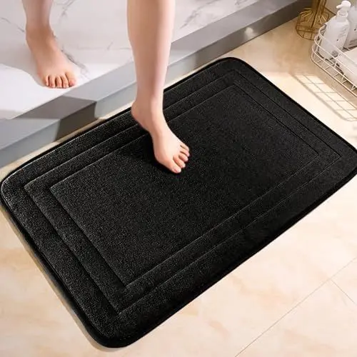 Produktbild: ChAusa Memory Schaum Badematte 40 x 60cm Duschvorleger rutschfest,Badematte Absorbierend,Badematten,Badteppich rutschfest Waschbar,Super Wasseraufnahme,Geeignet für Bad,WC,Küche(Schwarz)