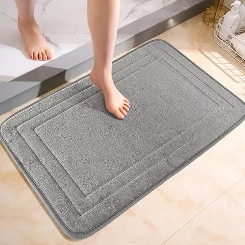 Produktbild: ChAusa Memory Schaum Badematte 40x60cm Duschvorleger rutschfest,Badematte Absorbierend,Badematten,Badteppich rutschfest Waschbar,Super Wasseraufnahme,Geeignet für Bad,WC,Küche(Grau)