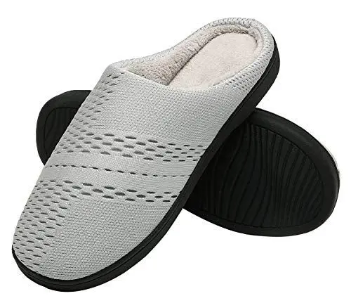Produktbild: ChayChax Damen Herren Winter Hausschuhe Wärme Memory Foam Baumwolle Home Pantoffeln,Hell Grau,36/37 EU