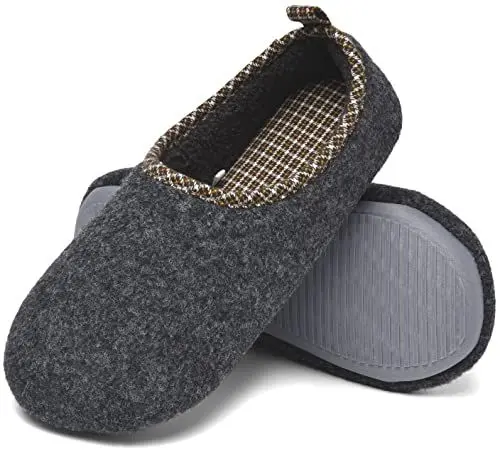 Produktbild: ChayChax Hausschuhe Damen Winter Wärme Pantoffeln Memory Foam Weiche Plüsch Bequeme Baumwolleschuhe,Filz Dunkelgrau,EU 40-41(M)(265 mm)