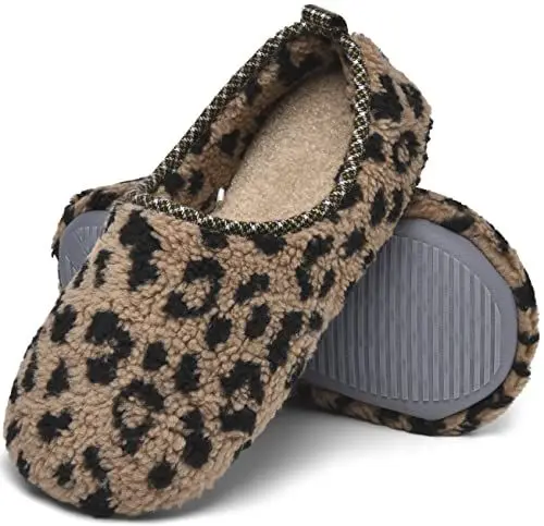 Produktbild: ChayChax Hausschuhe Damen Winter Wärme Pantoffeln Memory Foam Weiche Plüsch Bequeme Baumwolleschuhe,Leopard,EU 38-39(S)(250 mm)