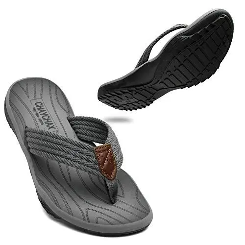 Produktbild: ChayChax Herren Flip Flops Weiche Zehentrenner Outdoor Sports Beach Sandalen rutschfest Pool Badelatschen Pantoffeln,Grau,45 EU