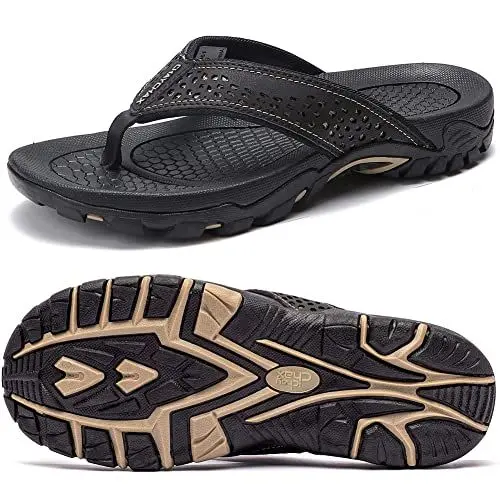 Produktbild: ChayChax Herren Zehentrenner Flip Flops Outdoor Sport Strand Sandalen Sommer Hausschuhe Badelatschen mit rutschfest Gummisohle