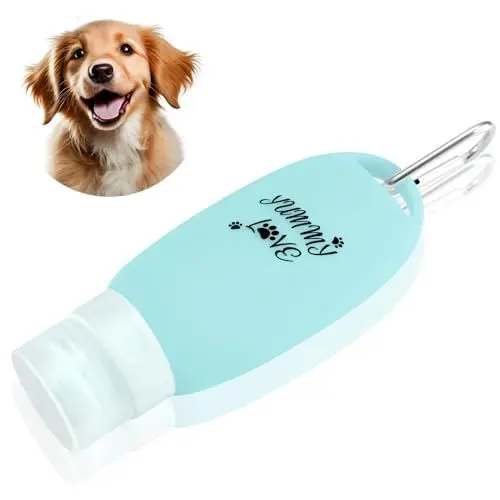 Produktbild: CHCAES Futtertube zum Befüllen Hund 90ml Befüllbare Tuben für Hunde mit Karabiner Nassfutter Silikon Reiseflaschen Abfüllflaschen Zubehör für Hundetraining als Belohnung