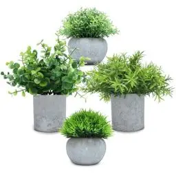 Produktbild: CHDITB 4 Stück Künstliche Pflanzen,Kunstpflanze Wie Echt, Künstliche Pflanzen im Topf Zimmerpflanzen,Kleine Kunstpflanze Eukalyptus Rosmarin Fake Plant Kleine Tischdeko Haus Balkon Büro Deko
