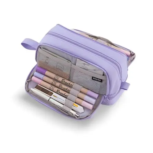 Produktbild: CHEERLINK Federmäppchen mit 4 Fächer, Große Kapazität Federmappe für Mädchen Jungen und Erwachsene, Tragbare Pencil Case für Schule Büro (Lila)