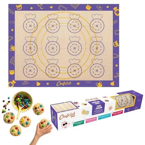 Produktbild: Chefclub Kids Backmatte für Kinder und Erwachsene, Silikon und Glasfaser, gemusterte Formen, waschbar, wiederverwendbar, 30 x 40 cm