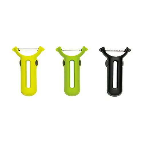 Produktbild: CHEF'N 27406 Set mit 3 Freshforce Schälern, Edelstahl Polypropylen Elastomer, schwarz/weiß